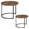 LEAN Conjunto de 2 Mesas de Centro Redondas 2 em 1, Vintage, Madeira Natural, 60x45cm, 40x40cm