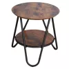 LEAN Mesa de centro redonda com prateleira adicional Industrial Vintage 40x42 cm