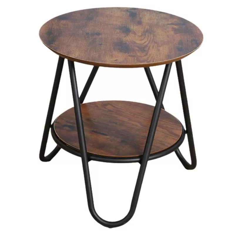 LEAN Mesa de centro redonda com prateleira adicional Industrial Vintage 40x42 cm