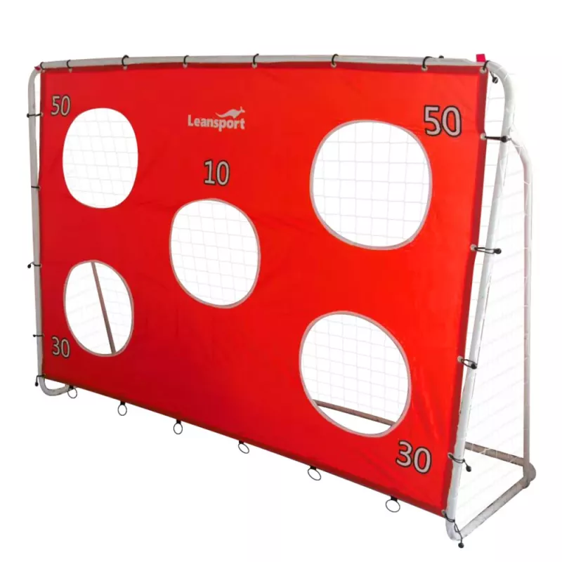 LEAN TOYS Baliza de treino de futebol com tapete de precisão vermelho 213x152x75cm