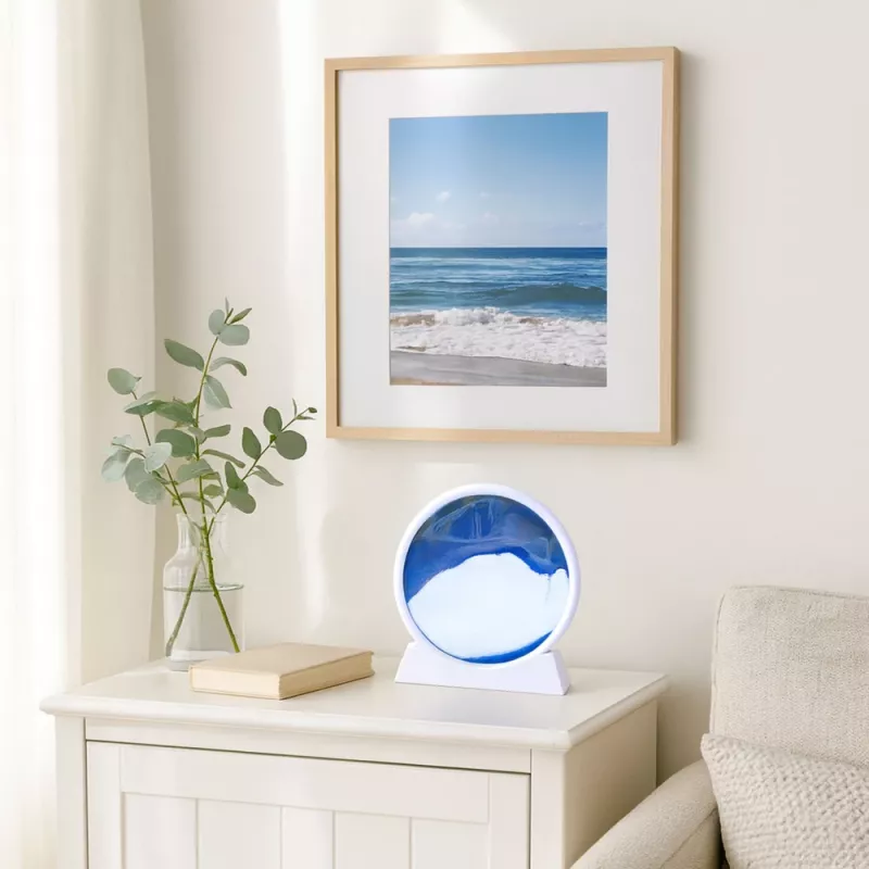 LEAN Imagem 3D Areia Movediça Azul Decoração 360° Branco