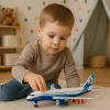 LEAN TOYS Avião de passageiros com motor de recuo, metal, luz, som, 23 cm