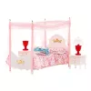 LEAN TOYS Conjunto de mobiliário para bonecas: cama com dossel, mesas de cabeceira, candeeiros