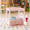 LEAN TOYS Conjunto de mobiliário para bonecas: cama com dossel, mesas de cabeceira, candeeiros