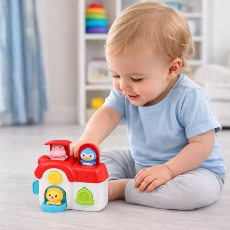 LEAN TOYS Casa de aprendizagem interativa para crianças pequenas - animais pop-up