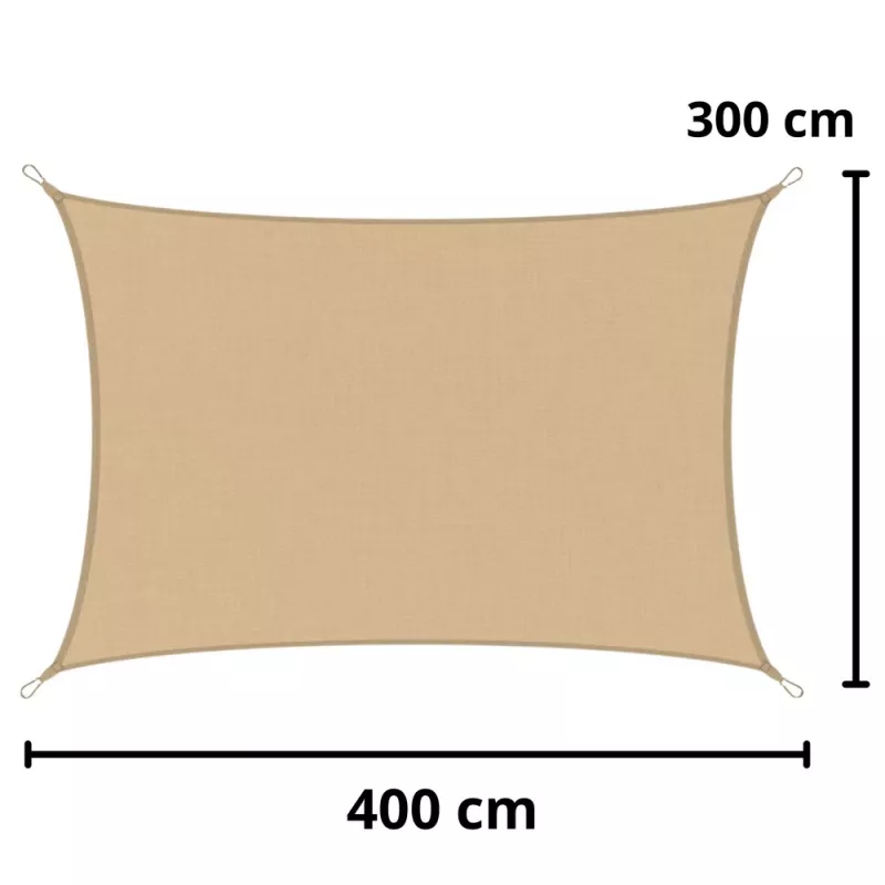 LEAN Vela de sombra retangular para jardim, bege, impermeável, 200x300 cm