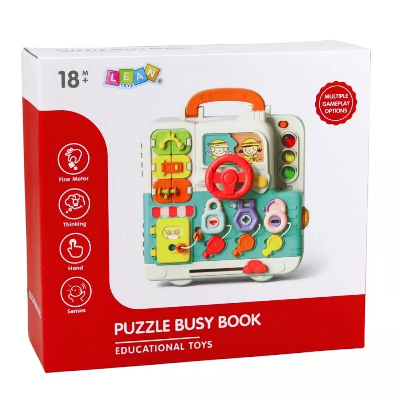 LEAN TOYS livro interativo brinquedo educativo quadro de manipulação luzes sons 16 peças