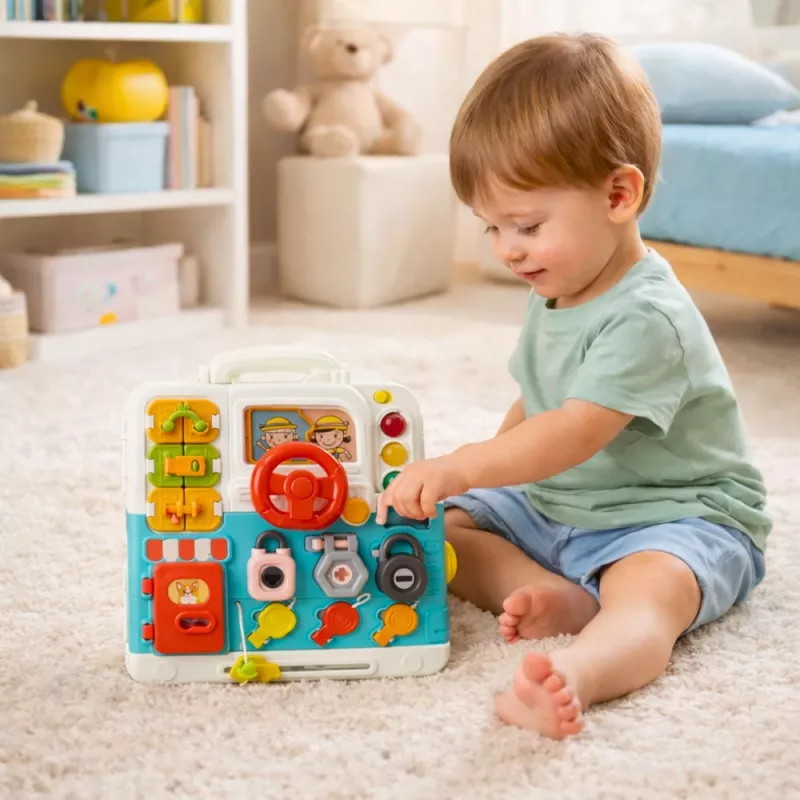 LEAN TOYS livro interativo brinquedo educativo quadro de manipulação luzes sons 16 peças