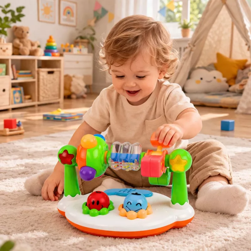 LEAN TOYS Brinquedo Musical Interativo para Bebés Maraca Luzes Sons
