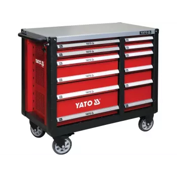 Carro de ferramentas Yato YT-09003 aço, 7 gavetas, capacidade de carga 150 kg, gavetas com rolamentos, fecho central, rodas de 125 mm
