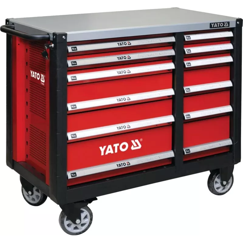 Carro de ferramentas Yato YT-09003 aço, 7 gavetas, capacidade de carga 150 kg, gavetas com rolamentos, fecho central, rodas de 125 mm