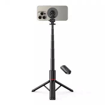 Tech-Protect L06S Pau de Selfie Tripé com Luz LED e Comando Bluetooth, Preto
