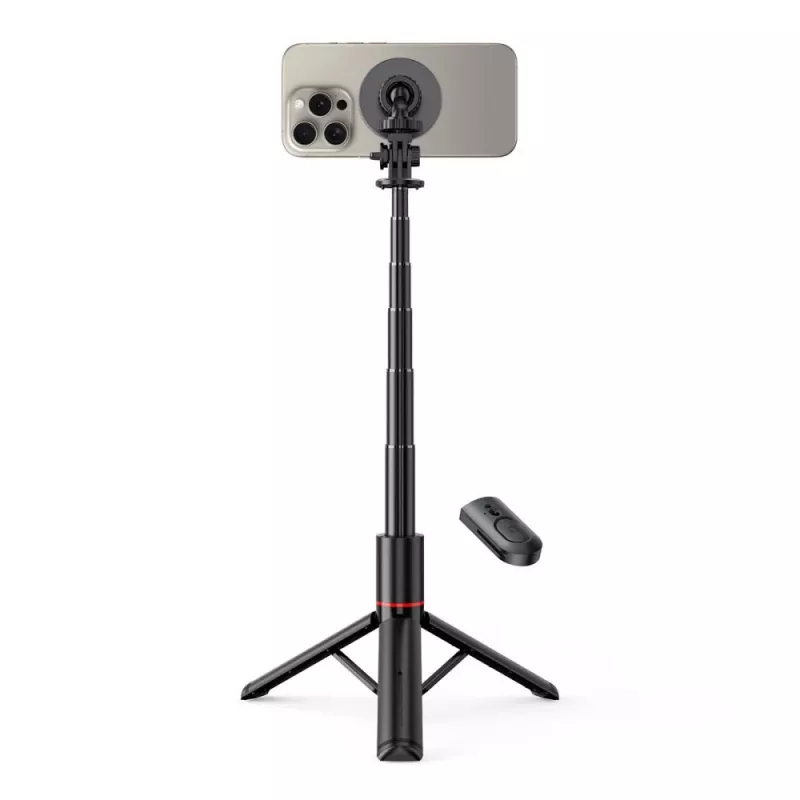 Tech-Protect L06S Pau de Selfie Tripé com Luz LED e Comando Bluetooth, Preto