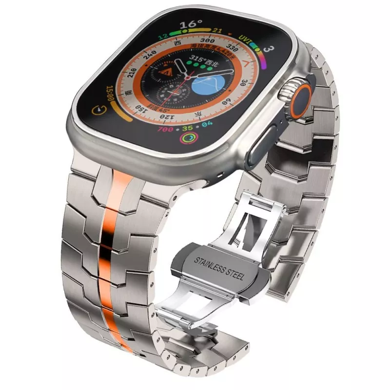 TECH-PROTECT STAINLESS LINE Bracelete para Apple Watch 44/45/46/49 mm Titânio/Laranja