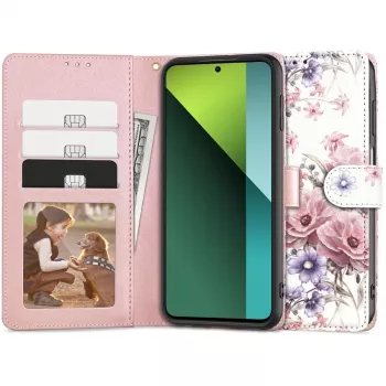 TECH-PROTECT Carteira para Redmi Note 13 Pro 5G / Poco X6 5G com Compartimento para Cartões, Floral