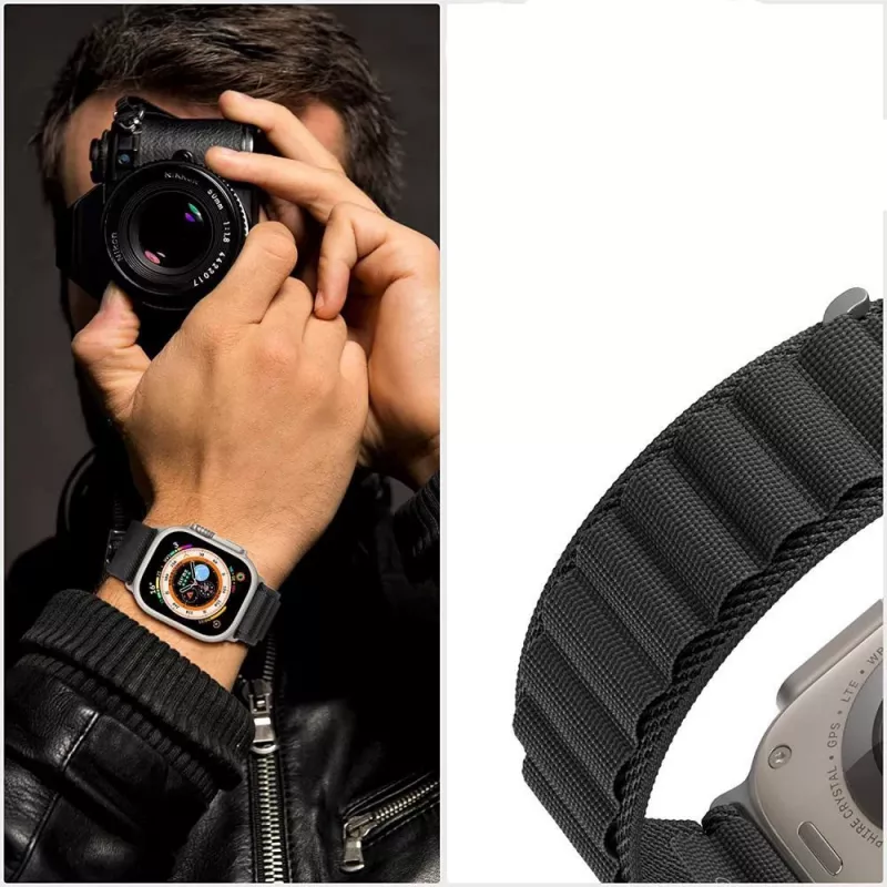 TECH-PROTECT Nylon Pro Bracelete para Apple Watch Series 6/7/8/9/10/SE/Ultra 1/2 (44/45/46/49 mm) Azul-marinho/Cinzento