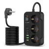 Extensão elétrica TECH-PROTECT PC3X6 3 USB e 3 Type-C e 3 tomadas 200cm Preto