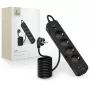 Extensão elétrica longa TECH-PROTECT PCL4X3 2 USB e 1 Type-C e 4 tomadas 200cm Preto