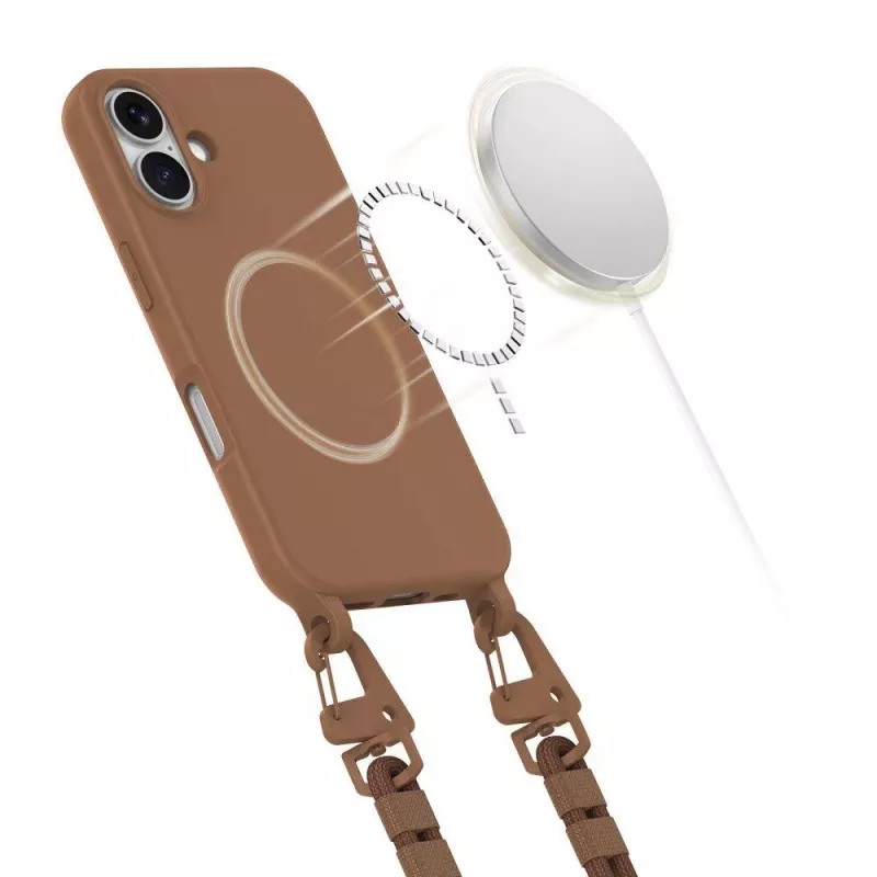 Colar MagSafe Tech-Protect Magnecklace para iPhone 16 Castanho Chocolate