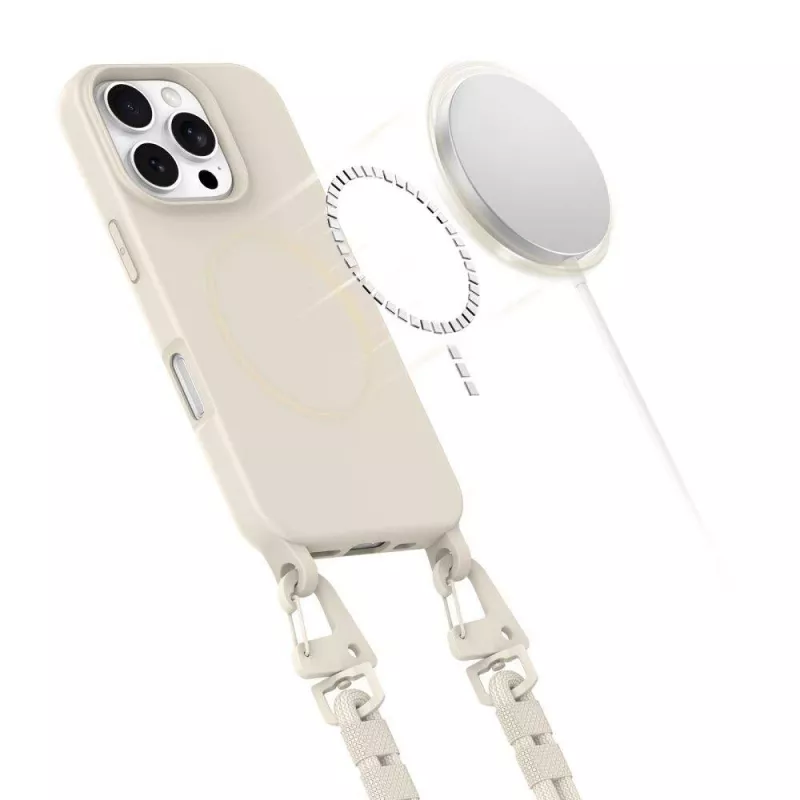 Capa MagSafe Tech-Protect Magnecklace para iPhone 16 Pro Max Latte