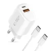 Carregador de rede de 2 portas TECH-PROTECT NCA30 PD 30W / QC3.0 + cabo USB-C Branco