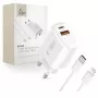 Carregador de rede de 2 portas TECH-PROTECT NCA30 PD 30W / QC3.0 + cabo Lightning Branco