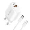 Carregador de rede de 2 portas TECH-PROTECT NCA30 PD 30W / QC3.0 + cabo Lightning Branco