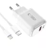 Carregador de rede de 2 portas TECH-PROTECT NCA30 PD 30W / QC3.0 + cabo Lightning Branco