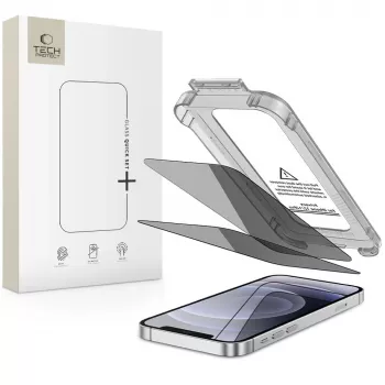 Película de vidro temperado com privacidade Quick Set Spy+ TECH-PROTECT para Apple iPhone 12 / iPhone 12 Pro (pack de 2)