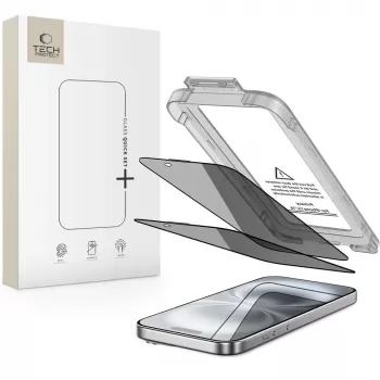 Película de vidro temperado com privacidade QUICK SET SPY+ TECH-PROTECT pack de 2 para Apple iPhone 15 / iPhone 16