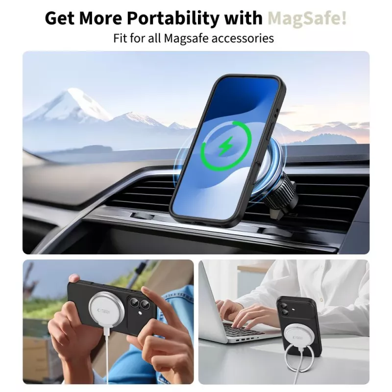 Tech-Protect Silicone Capa traseira MagSafe para iPhone 17 Preto