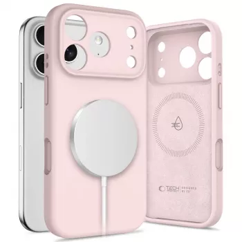 Tech-Protect Silicone Capa MagSafe para Apple iPhone 17 Pro, Rosa pérola