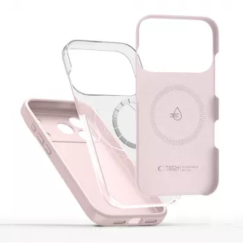 Tech-Protect Silicone Capa MagSafe para Apple iPhone 17 Pro, Rosa pérola