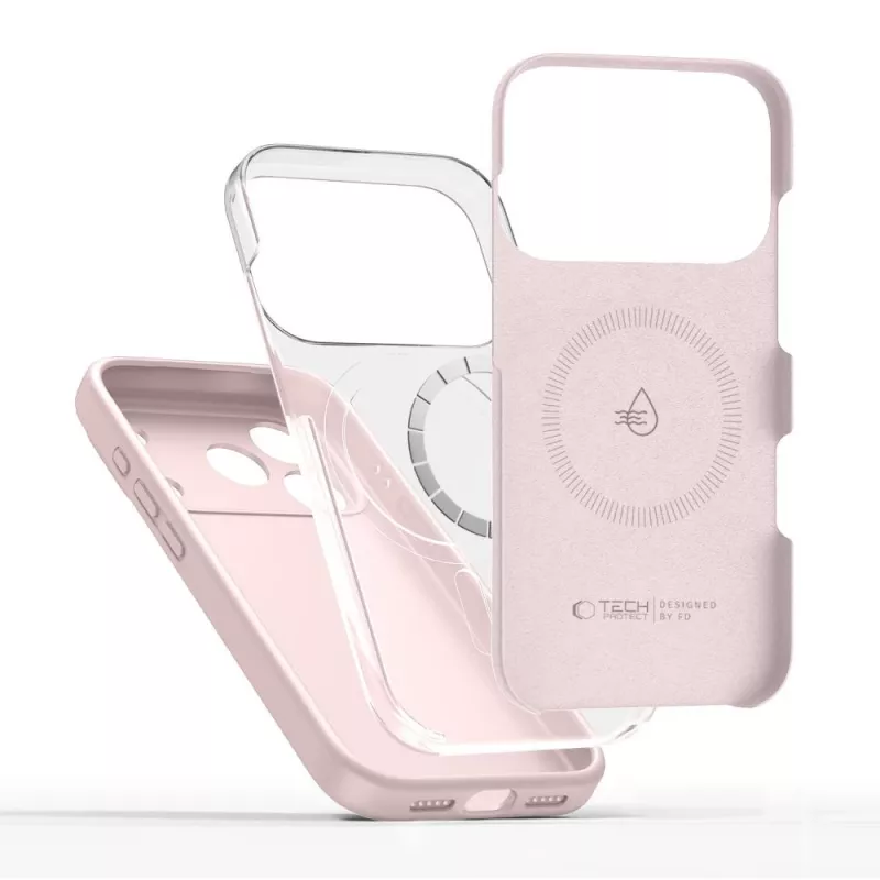 Tech-Protect Silicone Capa MagSafe para Apple iPhone 17 Pro, Rosa pérola