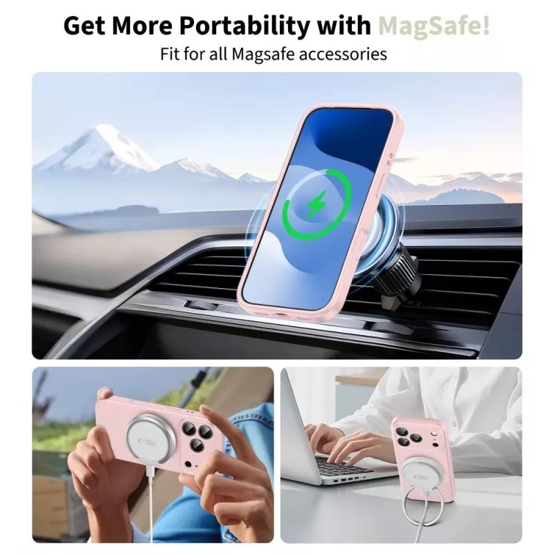 Tech-Protect Silicone Capa MagSafe para Apple iPhone 17 Pro, Rosa pérola
