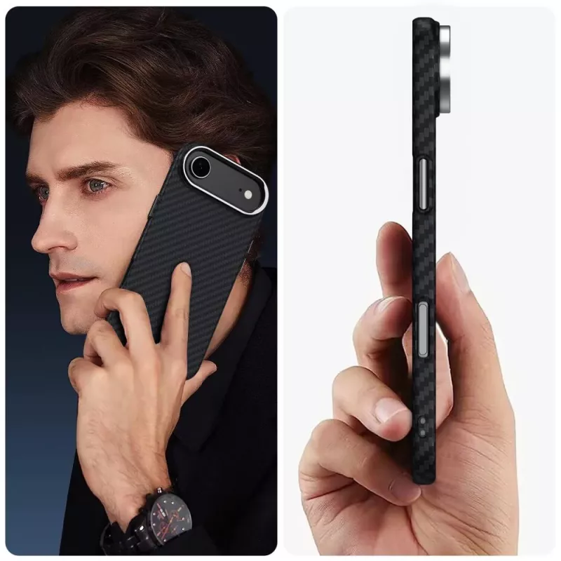 Tech-Protect Ion Carbon Capa MagSafe para iPhone 17 Air, Preto/Prateado