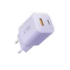 TECH-PROTECT NCM33 Carregador de rede de 2 portas PD 33W / QC3.0 Roxo bebé