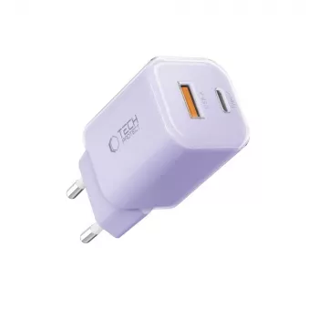 TECH-PROTECT NCM33 Carregador de rede de 2 portas PD 33W / QC3.0 Roxo bebé
