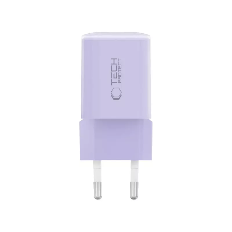 TECH-PROTECT NCM33 Carregador de rede de 2 portas PD 33W / QC3.0 Roxo bebé