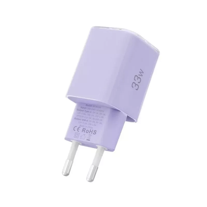 TECH-PROTECT NCM33 Carregador de rede de 2 portas PD 33W / QC3.0 Roxo bebé