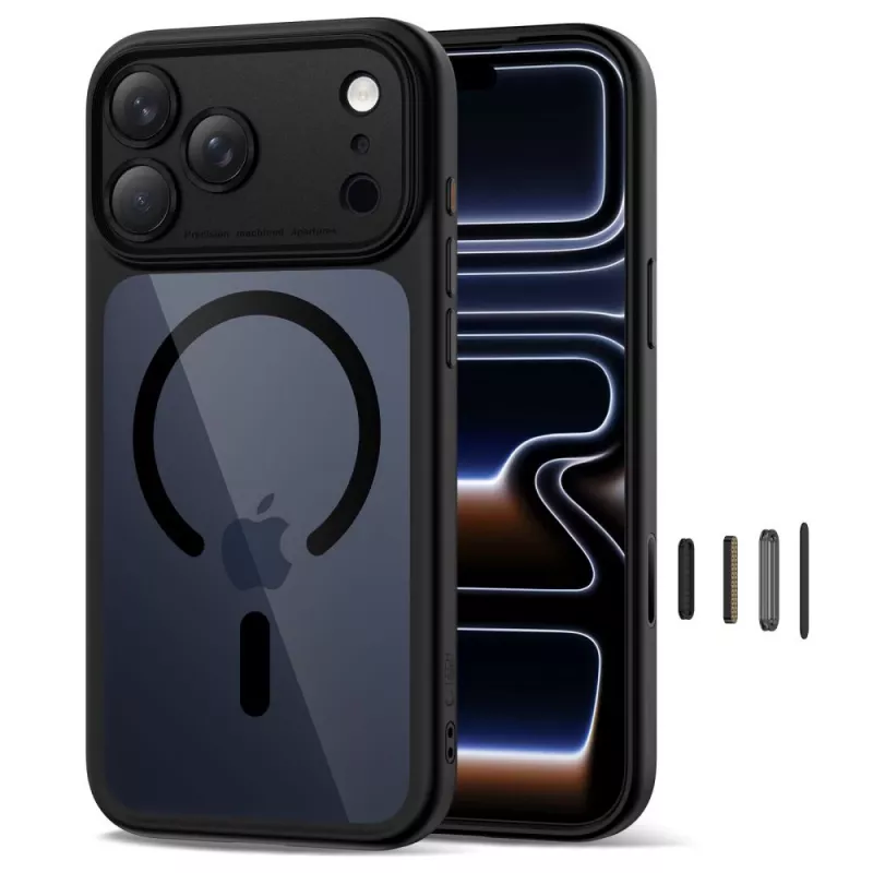 TECH-PROTECT MagPeak Capa Traseira MagSafe Hybrid para Apple iPhone 17 Pro Max, Preto/Transparente