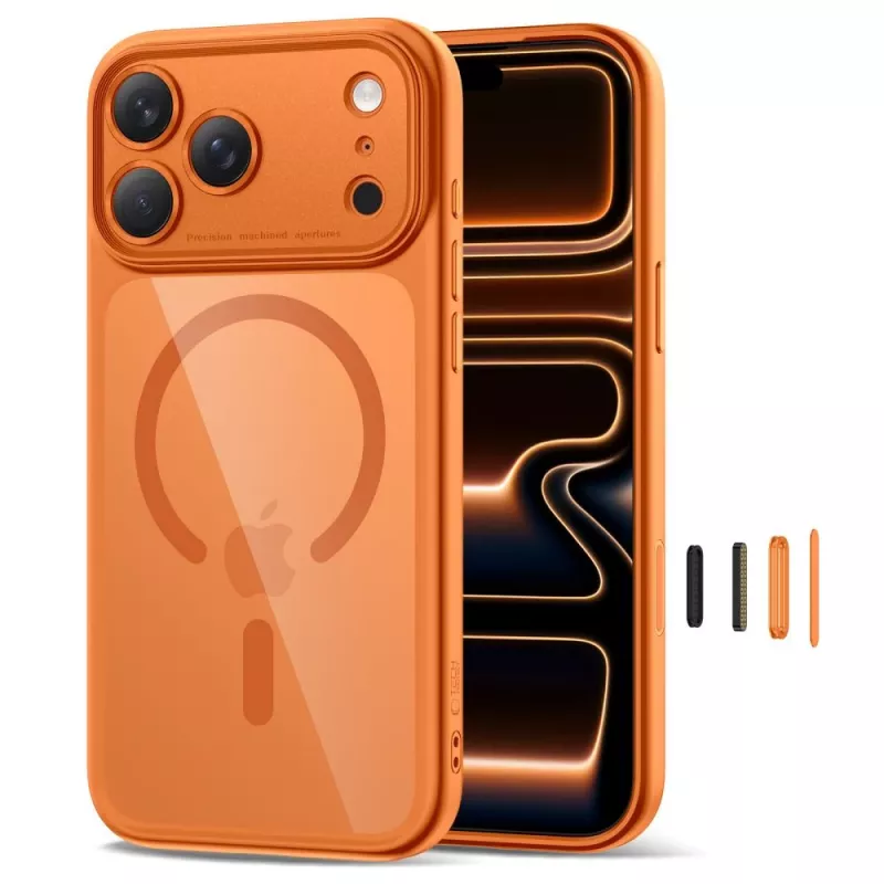 TECH-PROTECT MagPeak Capa MagSafe para iPhone 17 Pro Max, Cosmic Orange/Transparente