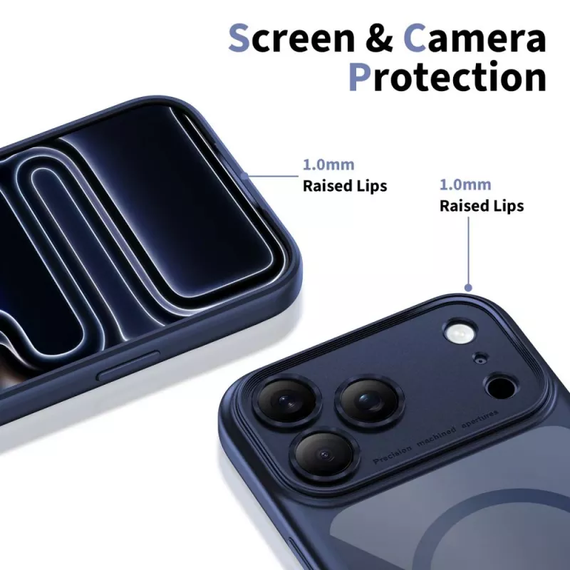 TECH-PROTECT MAGPEAK Capa MagSafe Hybrid para Apple iPhone 17 Pro, Deep Blue/Transparente