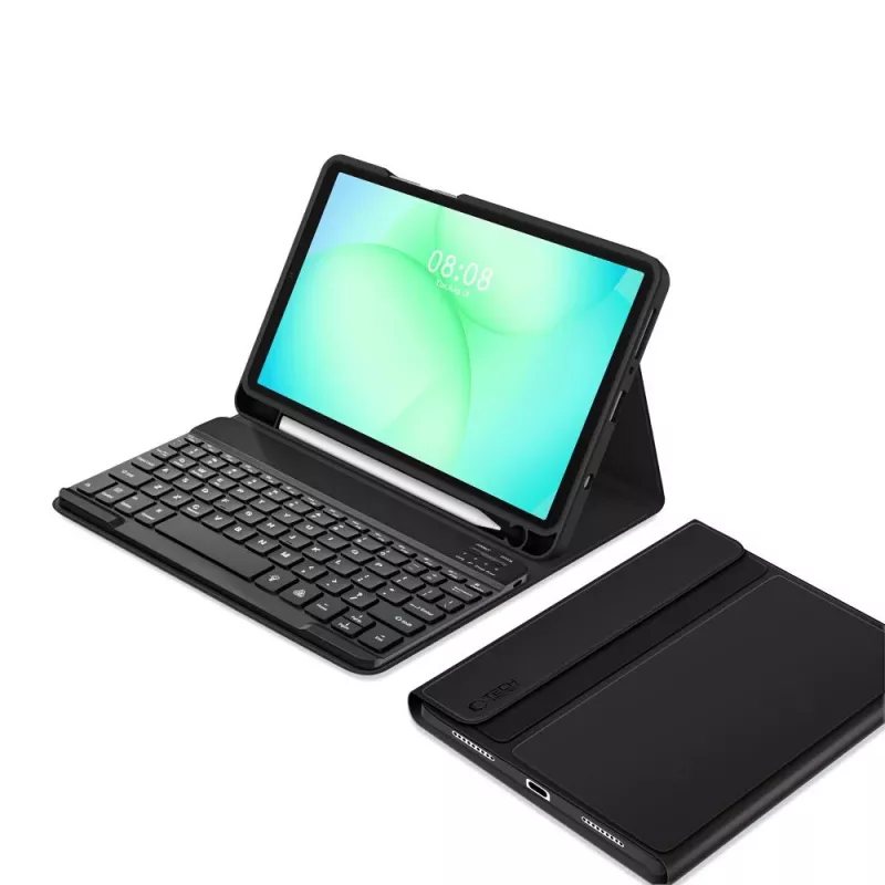 Tech-Protect SC PEN + KB Capa para Samsung Galaxy Tab A9 / A11 8,7 polegadas X110 / X115 / X133 / X135, Preto