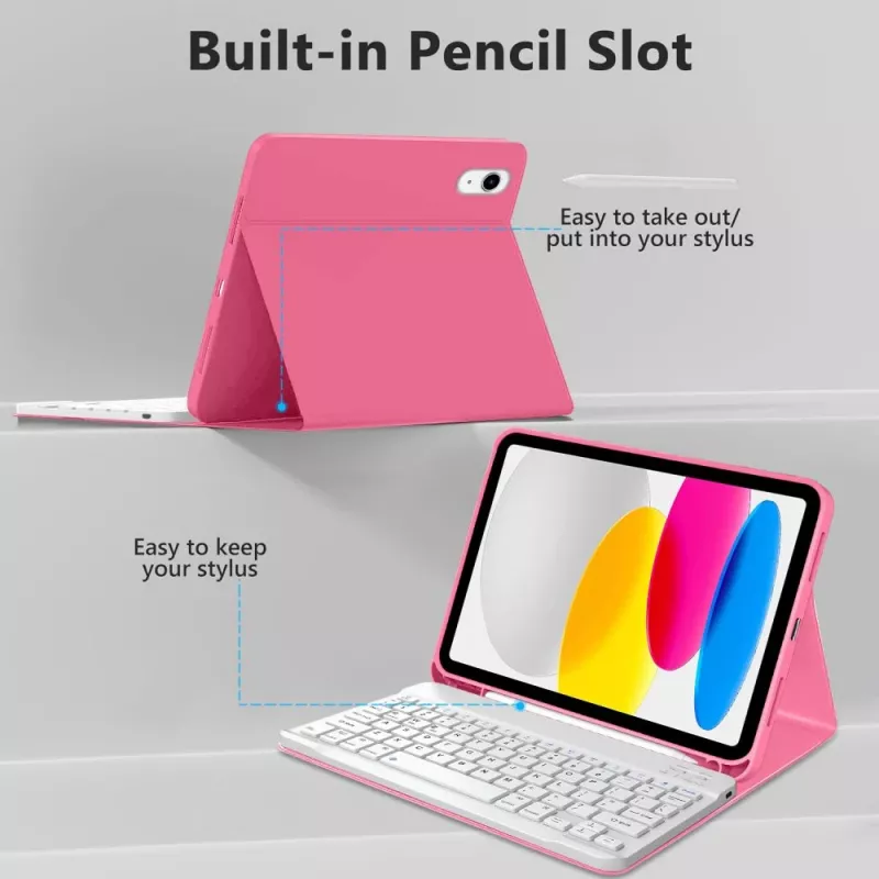 Tech-Protect SC Pen + Keyboard Capa para iPad 10,9 Polegadas (10.ª Geração, 2022) / 11 Polegadas (2025) - Magenta