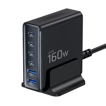 TECH-PROTECT DC160W-GAN Carregador de Secretária 6-Portas PD 160W / QC3.0 Preto