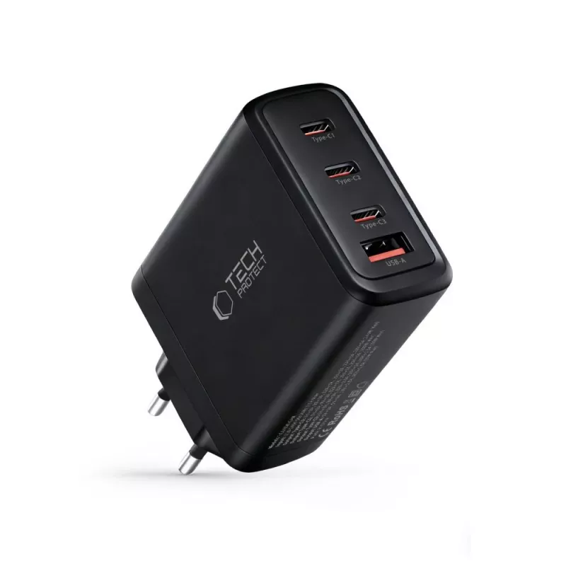 TECH-PROTECT NC140W-GAN Carregador de rede de 4 portas PD 140W / QC3.0 preto