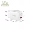 TECH-PROTECT NCA65W-GAN Carregador de rede de 3 portas PD 65W / QC3.0 branco