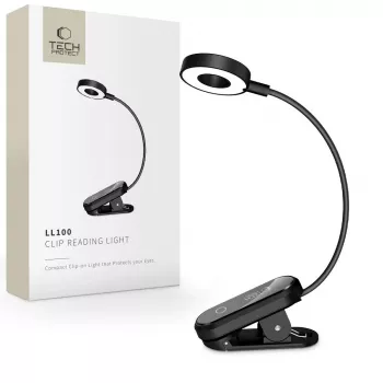 TECH-PROTECT LL100 Candeeiro de leitura com clipe preto