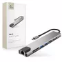 TECH-PROTECT HB09 Adaptador hub 8 em 1 USB-C para USB-A 3.0, USB-C 3.0, HDMI 4K 60Hz, SD/TF, PD 100W, RJ45 Gigabit Ethernet, cinzento espacial